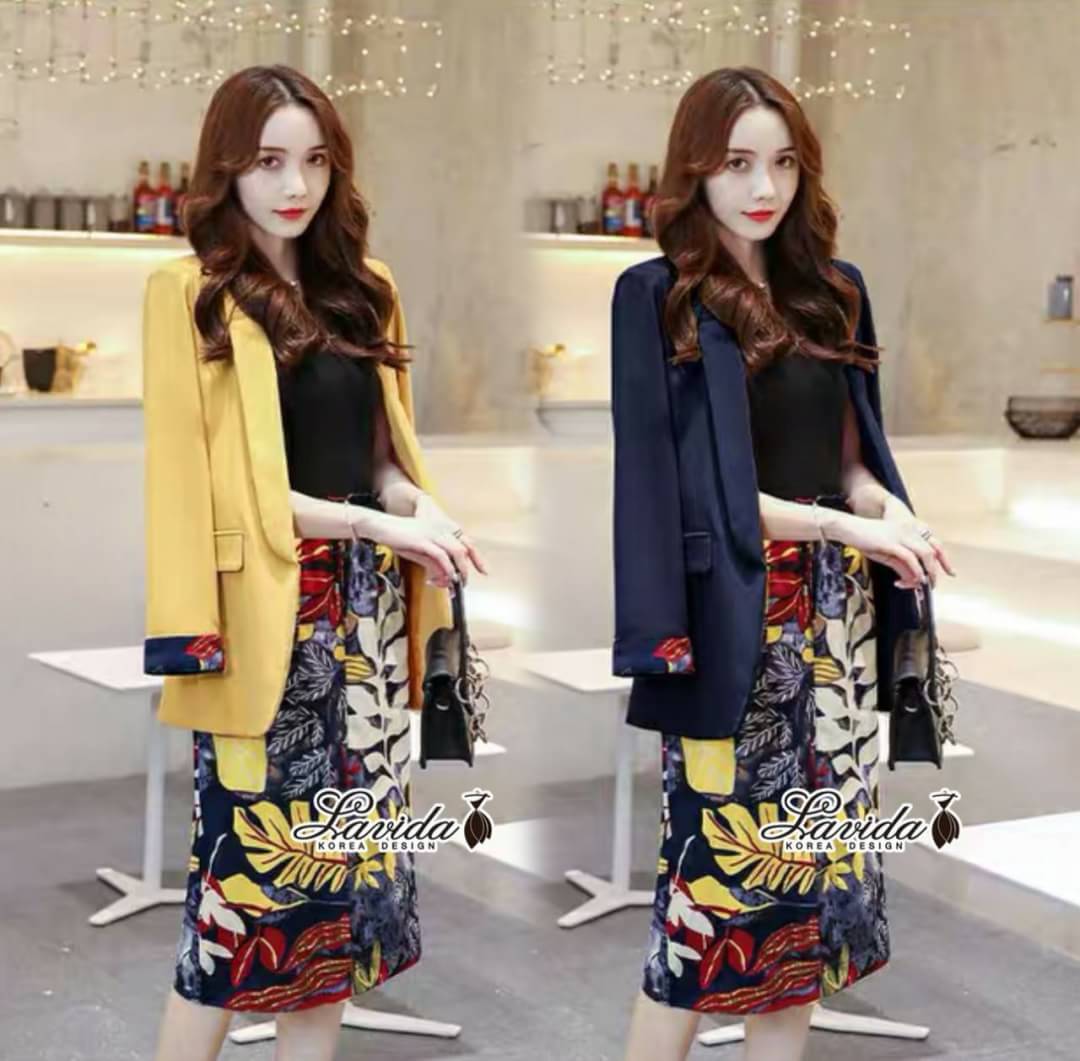 งานเซตเสื้อสูท+กระโปรง ตัวเสื้อทรงสูทคลุม