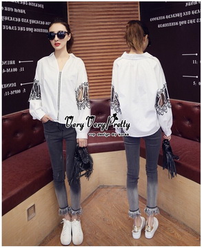 Lady Ribbon พร้อมส่งเสื้อผ้าออนไลน์ VP06130716 Sweetie Vintage Lace Blouse Style Korea