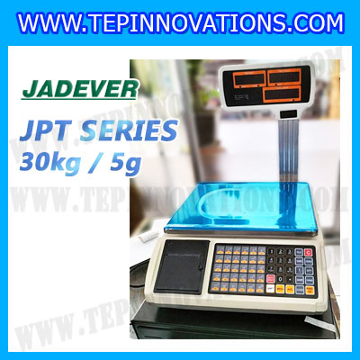 เครื่องชั่งดิจิตอล30กิโลกรัมมีปริ้น ยี่ห้อ JADEVER รุ่น JPT Series ความละเอียด0.005kg (ผ่านตรวจรับรองจากสำนักงานกลางชั่งตวงวัด)