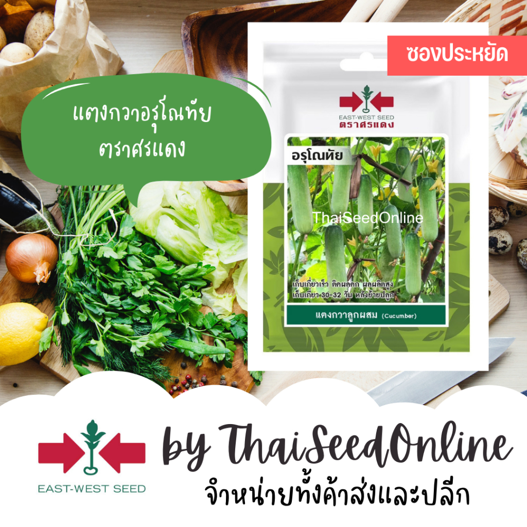 ตราศรแดง VP3 ซฟ เมล็ดพันธุ์ แตงกวาลูกผสม อรุโณทัย 20เมล็ด ตราศรแดง Short Cucumber