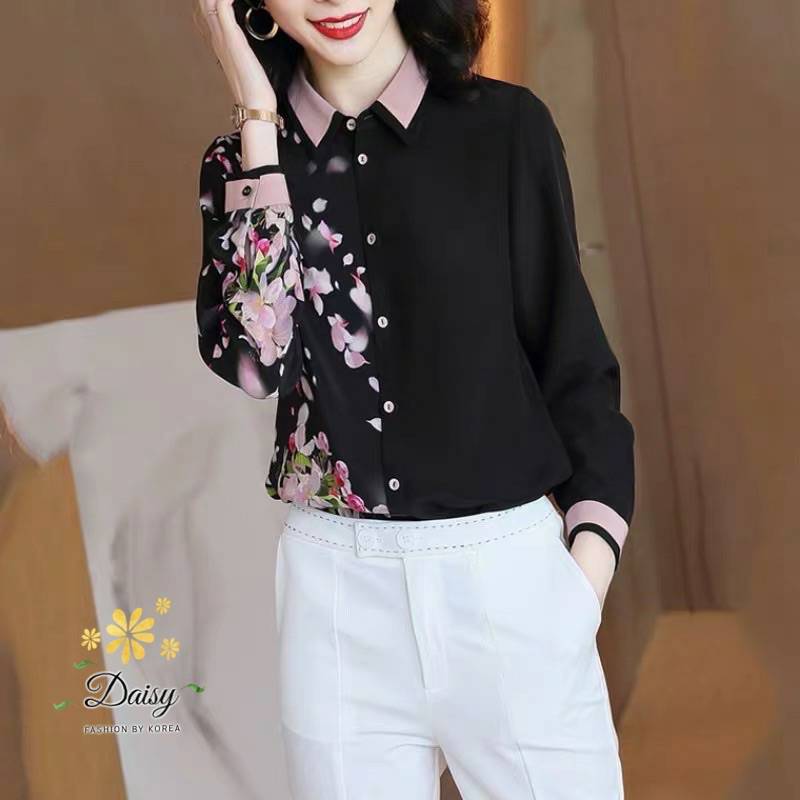 เสื้อเชิ้ตคอปก ปกพิมพ์สีทูโทน