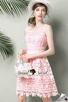 Lady Ribbon Online ขายส่งเสื้อผ้าออนไลน์ เสื้อผ้า Seoul Secret SS10040816 Seoul Secret Say's .... Pastel Pink Princess Lace Dress