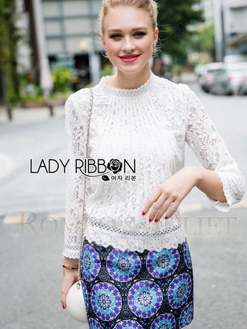 Lady Becca Smart White Lace Blouse