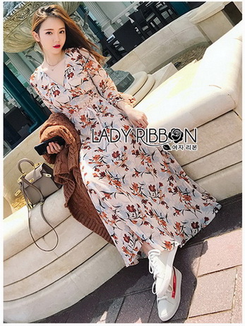 Lady Anne Autumn Dress with Flower Belt
