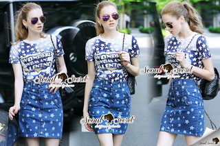 Lady Ribbon Online เสื้อผ้าออนไลน์ขายส่ง Seoul Secret เสื้อผ้า SS23180816 Seoul Secret Say's .... Wonder Woman Star Print Set