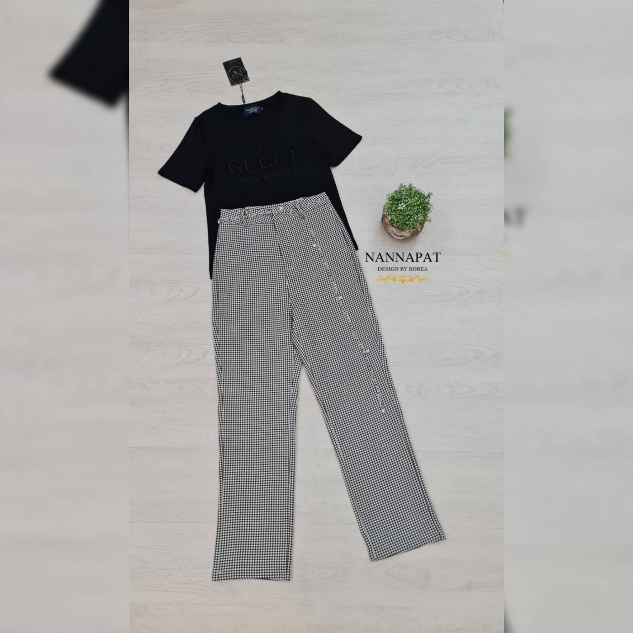 เสื้อผ้ายืดหนานุ่มเด้งปักลายกุชชี่สวย