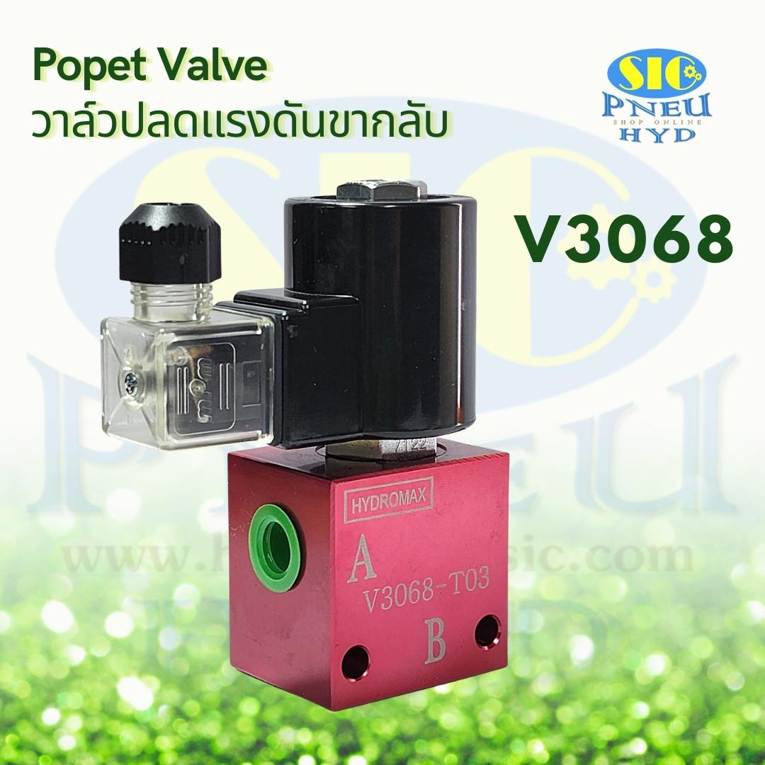 V3068 Poppet Valve 45 LPM 3/8"BSPT วาล์วปลดแรงดันขากลับ HYDROMAX