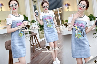 SS19010916 Seoul Secret Say's... Smurffy Chic Denim Dress Material : น่ารักๆ สดใสสไตล์คุณหนู