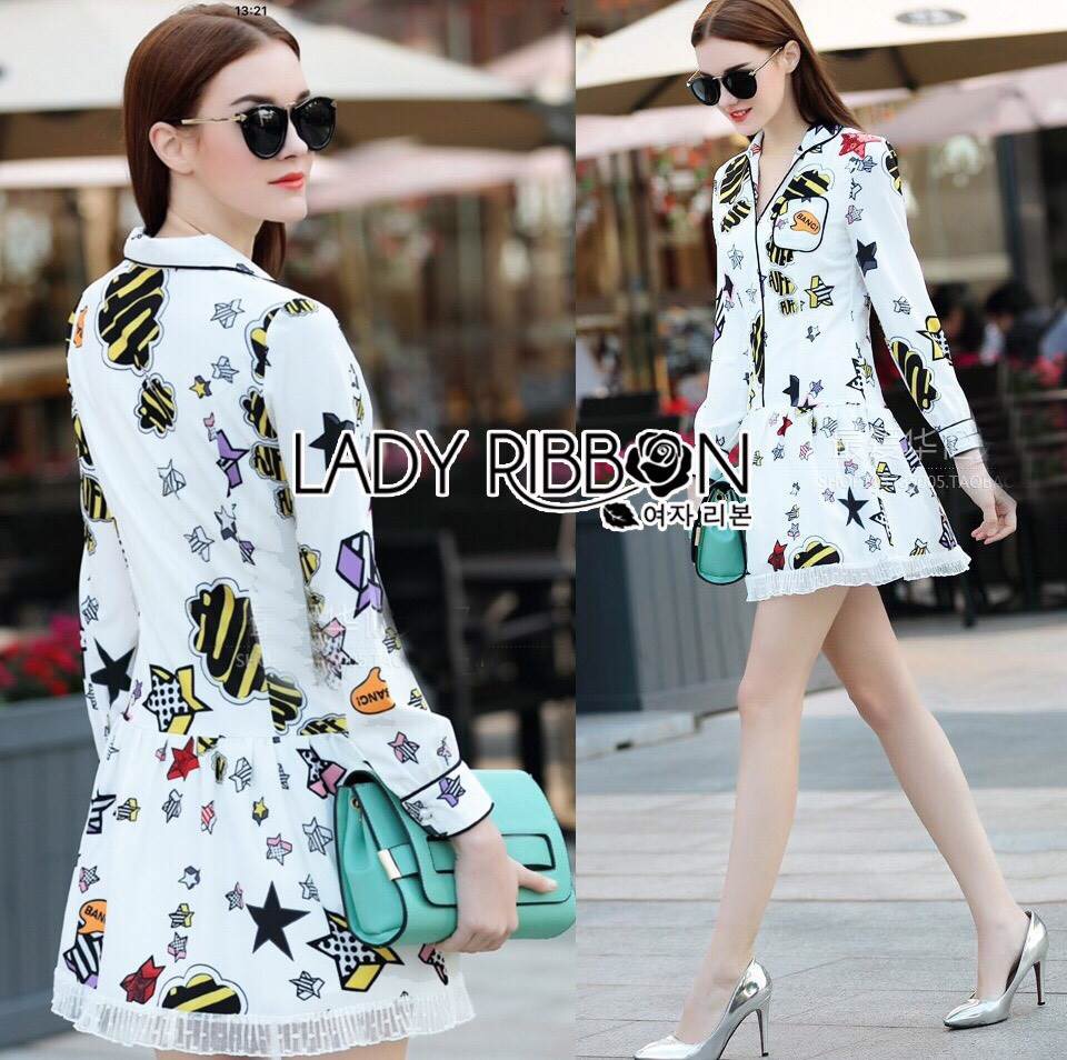 Lady Ribbon เชิ้ตเดรสทรงเพบลัมพิมพ์ลายสุดชิค's Made