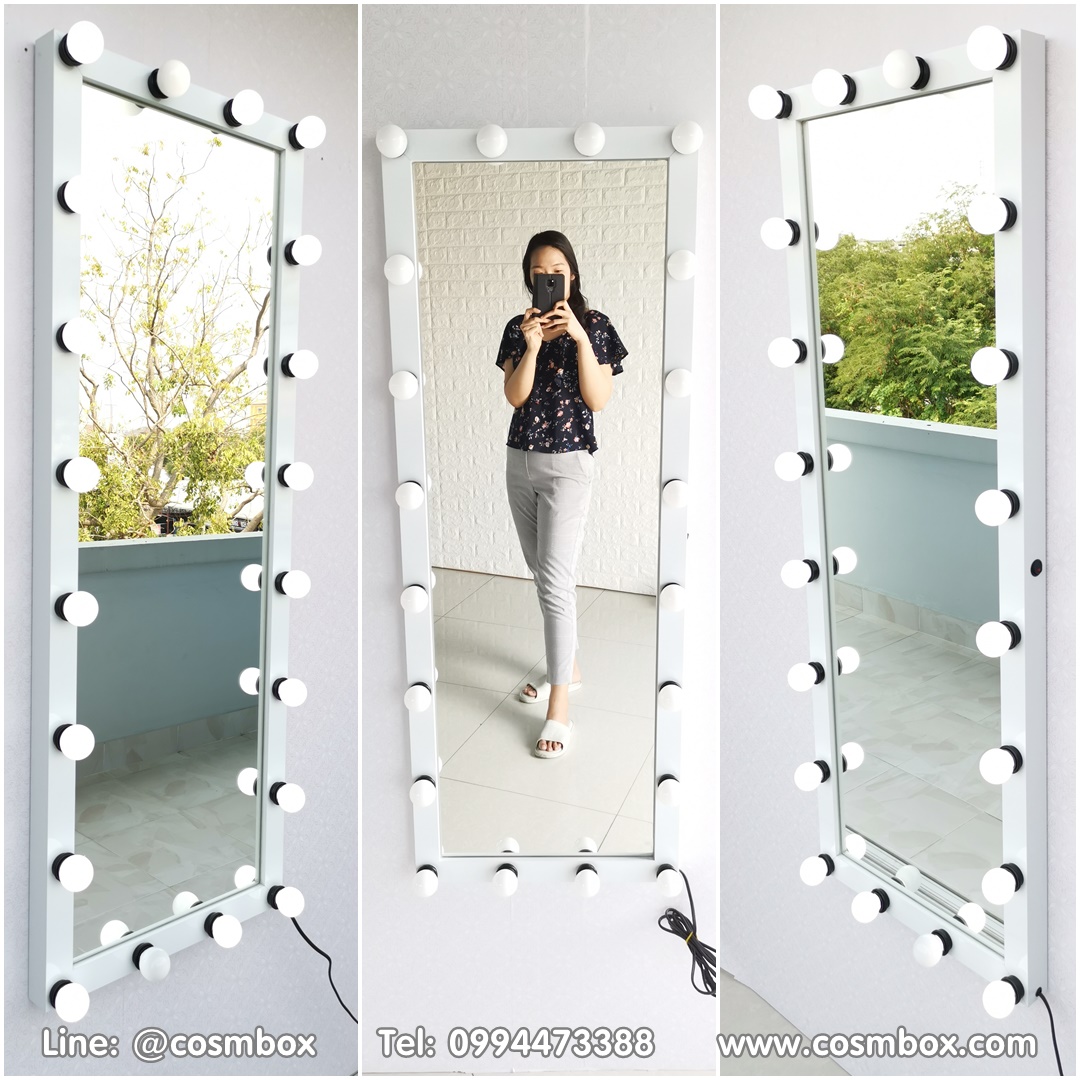 กระจกแต่งหน้ามีไฟ กระจกส่องตัว กระจกมีไฟ - 48x130cm. (รุ่นแขวนติดผนัง)
