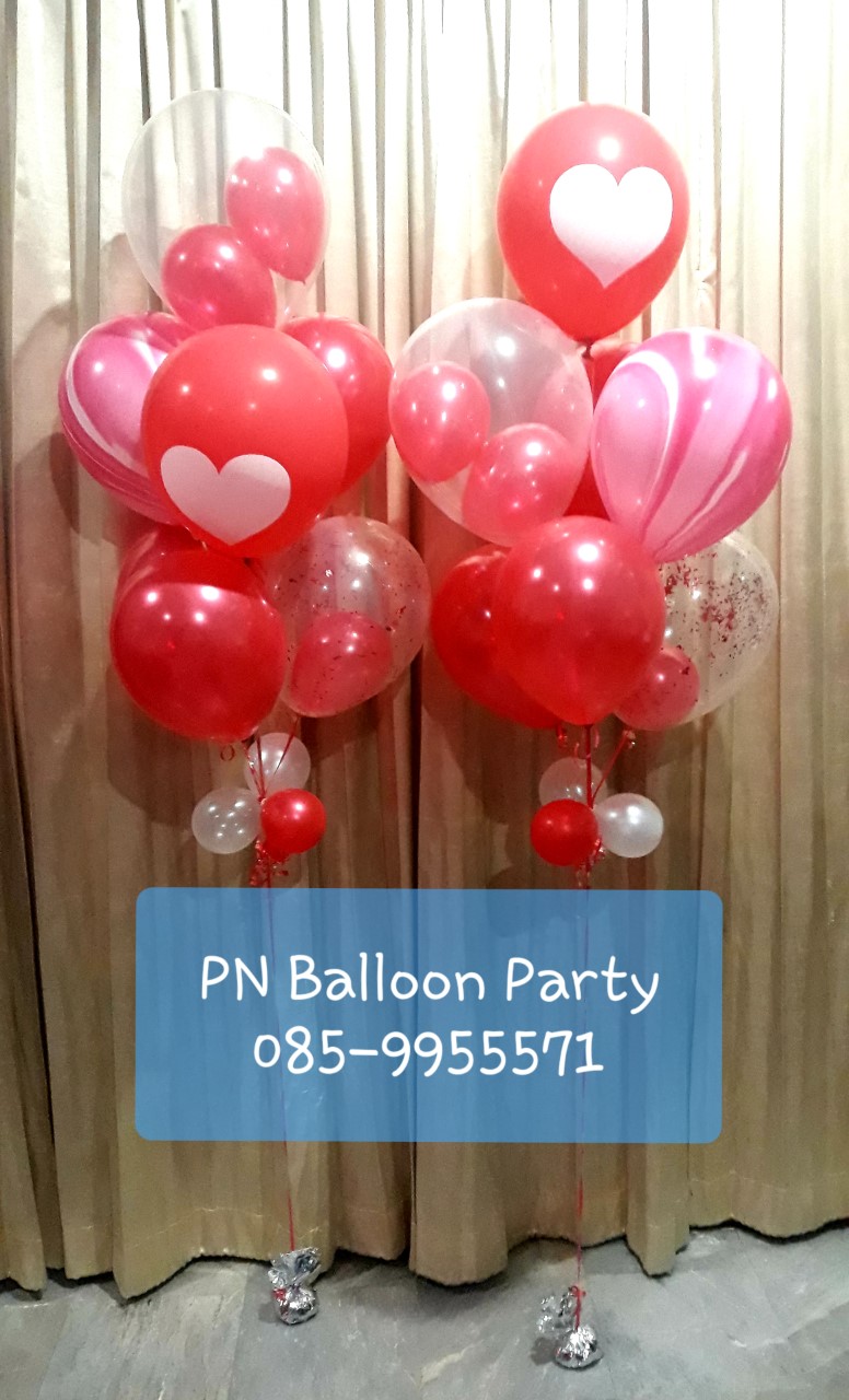 ช่อลูกโป่งหัวใจ ตรีมวาเลนไทน์ ลูกโป่งบอกรัก love story balloons