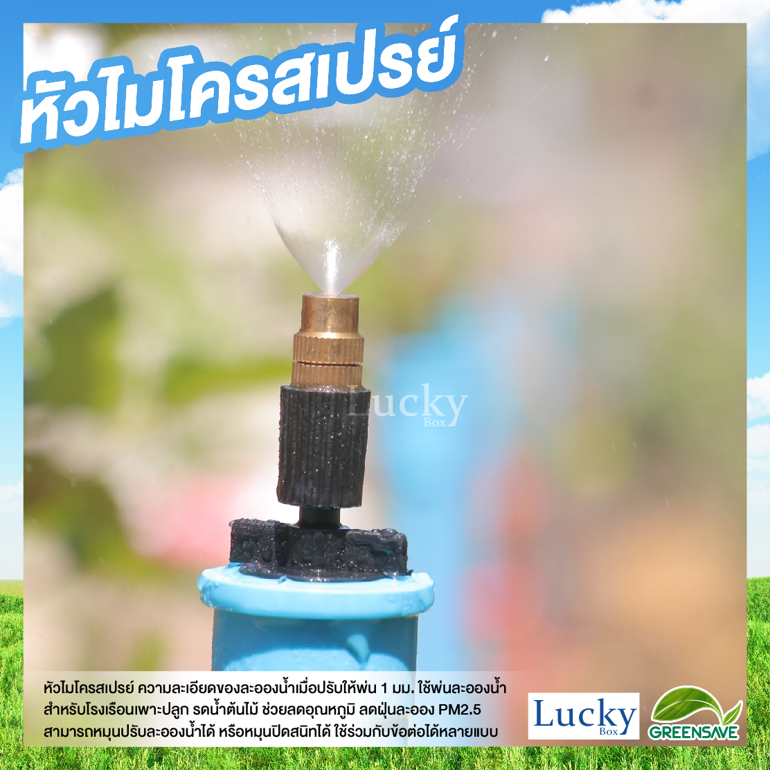 หัวไมโครสเปรย์ ทองเหลือง ความละเอียด 1 มม. พร้อมข้อต่อตรงเกลียวนอก 1/2" (4หุน) (แพ็ค 20 ชิ้น)