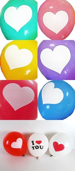 ลูกโป่งพิมพ์ลายหัวใจ คละสี ขนาด 12 นิ้ว แพค 3 ชิ้น Heart Latex Balloons