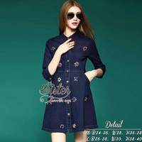 ST08310716 🍀สินค้าพร้อมส่ง🍀 한국에 의해 설계된 2sister made, Navy Color jeans Luxury Lovely Korea Dress