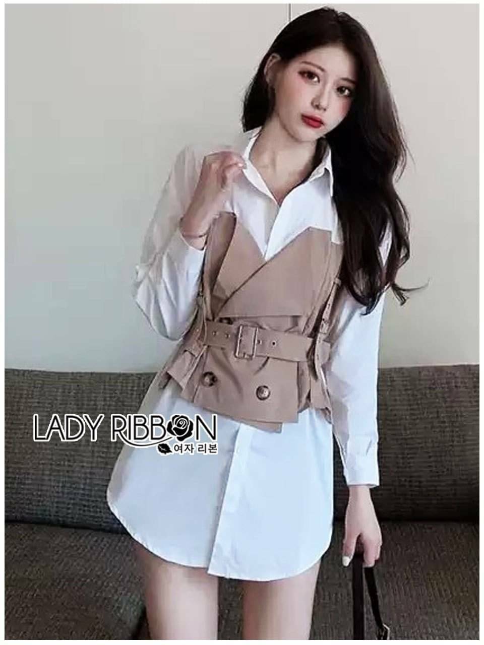 เสื้อคอตตอนสีขาวตัวยาวกระดุมหน้า
