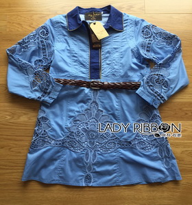 Gucci Blue Denim Shirt Lady Ribbon Dress เชิ้ตเดรส