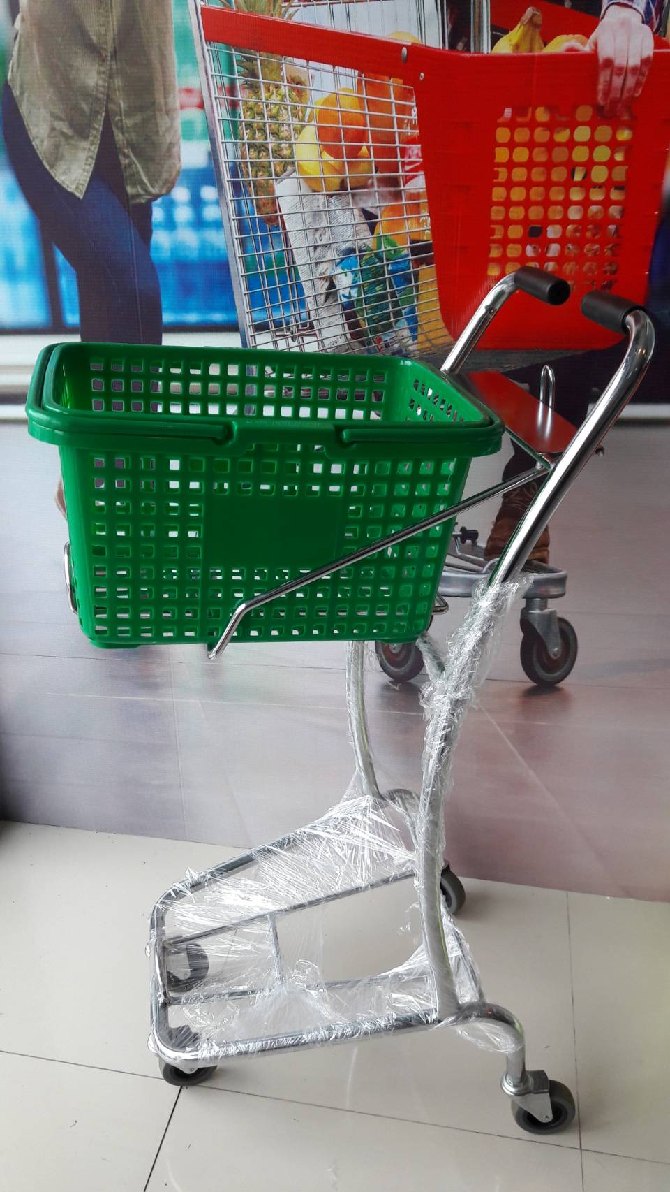 รถเข็นตะกร้า 2 ชั้น สีโครเมียม