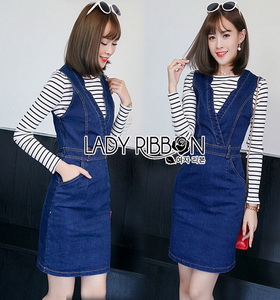 Denim Dress Over Striped