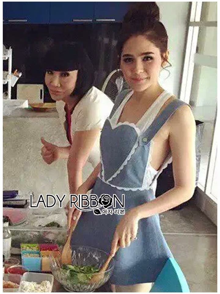 Lady Ribbon's Made 🎀 Lady Lindsay Heart-Shaped Overall Denim Dress