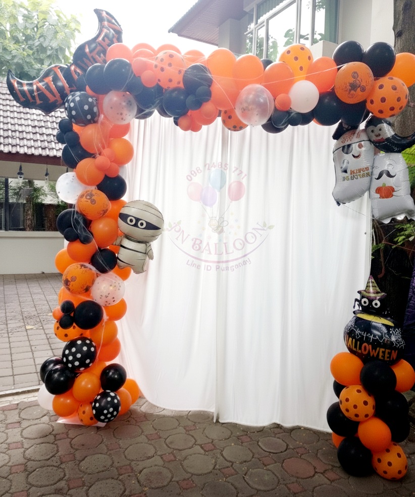ฉากลูกโป่งฮาโลวีน แบลคดรอป Balloon for Halloween Day