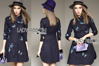 LR01290816 🎀 Lady Ribbon's Made 🎀 Lady Grace Sweet Feminine Butterfly Embroidered Denim