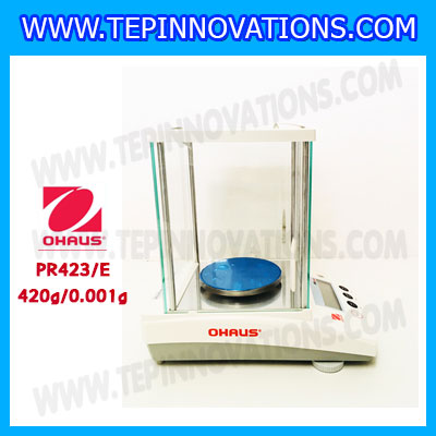 เครื่องชั่งดิจิตอล ทศนิยม3ตำแหน่ง รุ่น PR423/E เครื่องชั่ง420gx0.001g เครื่องชั่งดิจิตอล420g เครื่องชั่งละเอียดสูง420กรัม พิกัดน้ำหนัก 420g ความละเอียด 0.001g ยี่ห้อ OHAUS รุ่น PR423/E