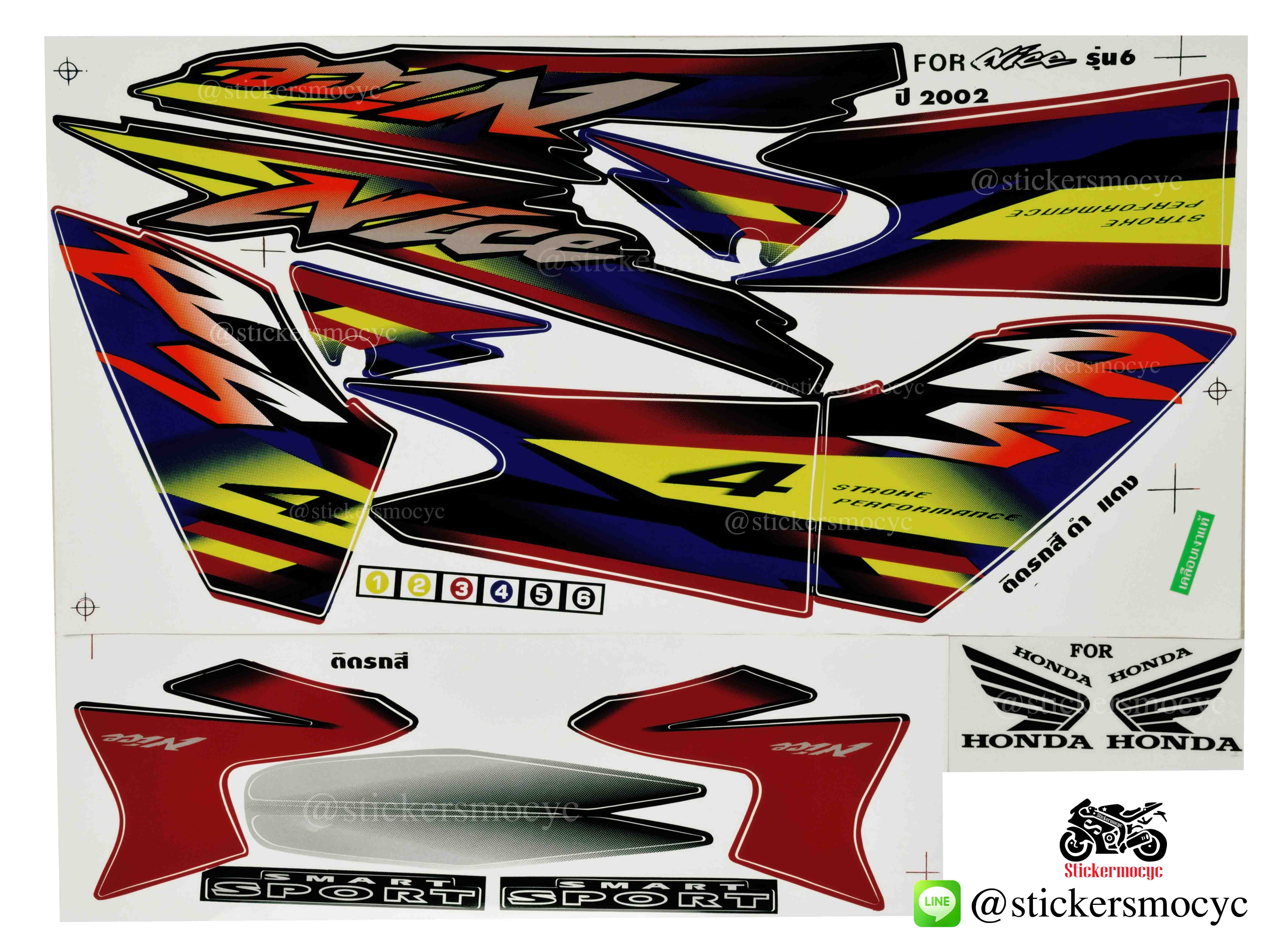 สติ๊กเกอร์ honda nice ฮอนด้า ไนท์ ปี 2002 รุ่น 6 ติดรถ สีดำ แดง (เคลือบเงา)