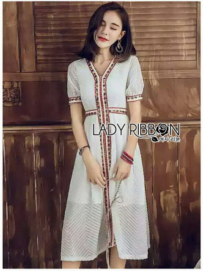 White Dress Lady Ribbon เดรสสีขาวสไตล์อินเดีย
