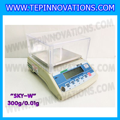 เครื่องชั่งดิจิตอล ทศนิยม 2 ตำแหน่ง SKY-W 300gx0.01g เครื่องชั่งละเอียดสูง300g เครื่องชั่งน้ำหนัก300g ตาชั่ง300กรัม ตาชั่งดิจิตอล300กรัม พิกัดน้ำหนัก 300g ความละเอียด 0.01g ยี่ห้อ JADEVER รุ่น SKY-W (เครื่องชั่งมีใบผ่านตรวจรับรองจากสำนักชั่งตวงวัด)