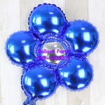 ลูกโป่งดอกไม้สีน้ำเงิน ดอกกลม 5 แฉก Flower Foil Balloon