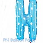 ลูกโป่งตัวอักษรสีฟ้า H ขนาด 14 นิ้ว Alphabet Letter Foil Balloon Blue Color