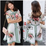 Blossom Lady Ribbon Printed Mini Dres