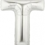 ลูกโป่งตัวอักษร T ขนาด 14 นิ้ว Alphabet Letter Foil Balloon Silver Color