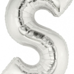 ลูกโป่งตัวอักษร S ขนาด 14 นิ้ว Alphabet Letter Foil Balloon Silver Color