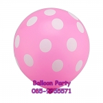 ลูกโป่งสวรรค์ทรงกลมลายจุด สีชมพู ขนาด 12 นิ้ว แพค 3 ชิ้น Latex Polka Dots Color Balloons