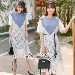 เดรสลุคสาวหวานๆคุณหนูๆ ดีเทลเป็นเดรสเย็บต่อ