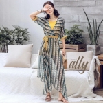 เดรสคลุม+ซับในสายเดี่ยว+สายผูกเอว