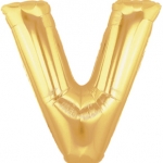 ลูกโป่งตัวอักษร V ขนาด 14 นิ้ว Alphabet Letter Foil Balloon Gold Color