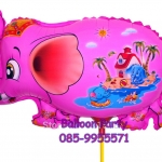 ลูกโป่งการ์ตูนรูป ช้าง สีชมพู Pink Elephant Balloon