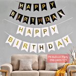ป้ายธงวันเกิดสีขาว ธงราววันเกิด ป้ายแบรนเนอร์ Happy Birthday Party Flag Branner