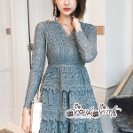 มินิเดรสสวยหรูลุคสาวเกาหลีเป็นเดรสโทนสีเขียวคลาสสิก