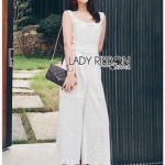 Basic Lady Ribbon Laser-Cut Jumpsuit