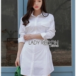 Chic Side-Lace Up Lady Ribbon Shirt Dress