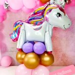 ลูกโป่งโพนี่ยูนิคอร์นสีขาว แบบตั้งเป็น 3 ชั้น ม้ายูนิคอร์นUnicorn Foil Balloons