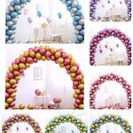 ซุ้มโค้งลูกโป่งโครเมี่ยมลายเกลียว งานเปิดร้าน Balloons colum