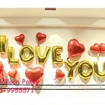 SET ที่ 3 ลูกโป่งตัวอักษร I LOVE YOU และหัวใจสีแดง Alphabet Foil Balloon with Red Heart