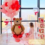 ลูกโป่งน้องหมี+หัวใจ วาเลนไทน์ Valentine's bear and heart balloons