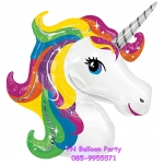 ลูกโป่งยูนิคอร์น หัวม้ายูนิคอร์นในเทพนิยาย ไซต์จัมโบ้ Jumbo Unicorn Foil Balloons