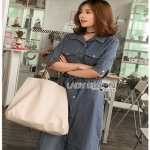 Sara Denim Shirt Lady Ribbon Dress เชิ้ตเดรส