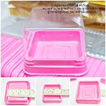 ✅🇹🇭 กล่องเบเกอรี่ 4.5cm. ชมพู+ฝาใส 50ชุด/แพ็ค กล่องขนมไหว้พระจันทร์ ขนมเปี๊ยะ ขนมไหว้ bakery package